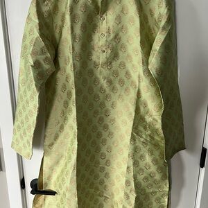 Mens Kurta Set Kurta Pyjama Indian Suits Sherwani Wedding Party Green Size 40/XL